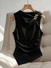 2026 Summer Women's Sleeveless Slimming Shirt with Metal Ring