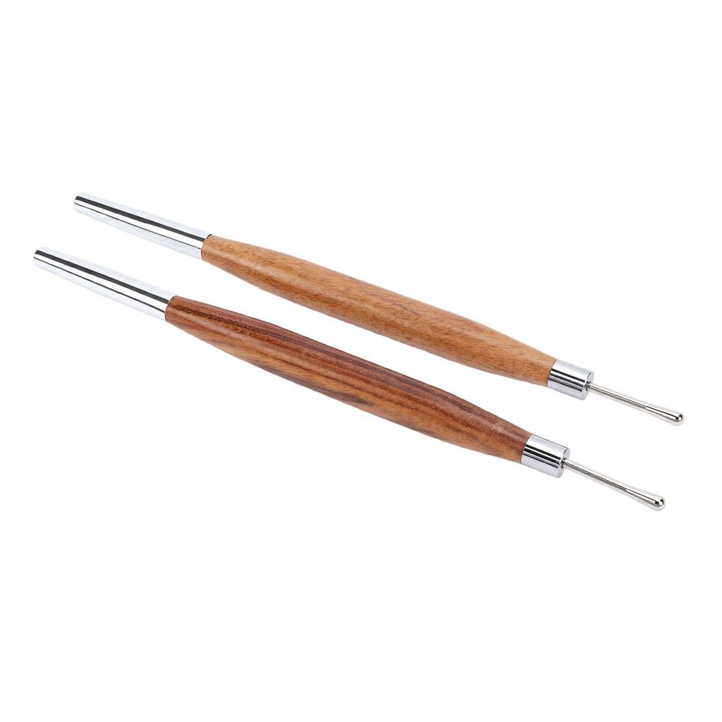 Nail Sculpture Pen Wood Handle Silicone Metal Dual Tipped Nail Brushes for 3D Sculpting Fine Line Detailing