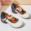 Fashion GKTINOO 2025 Spring Flower Genuine Cow Leather Shoes Women Shoes Elegant Fashion Shoes Woman Retro Handmade Shoes High Heels