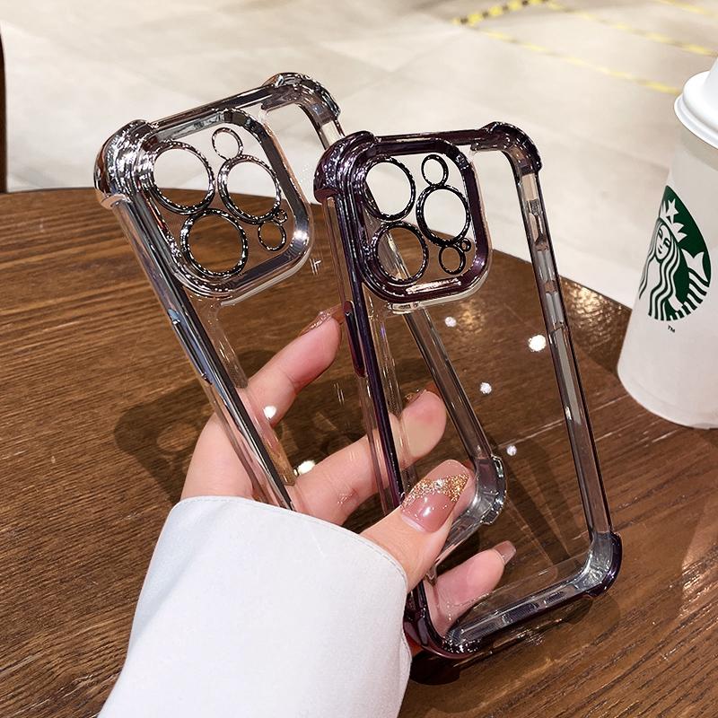 Luxury Electroplate Transparent Phone Case For iPhone 15 14 13 12 11 Pro Max Plus X Xs XR Max Bumper Shockproof Clear Cover