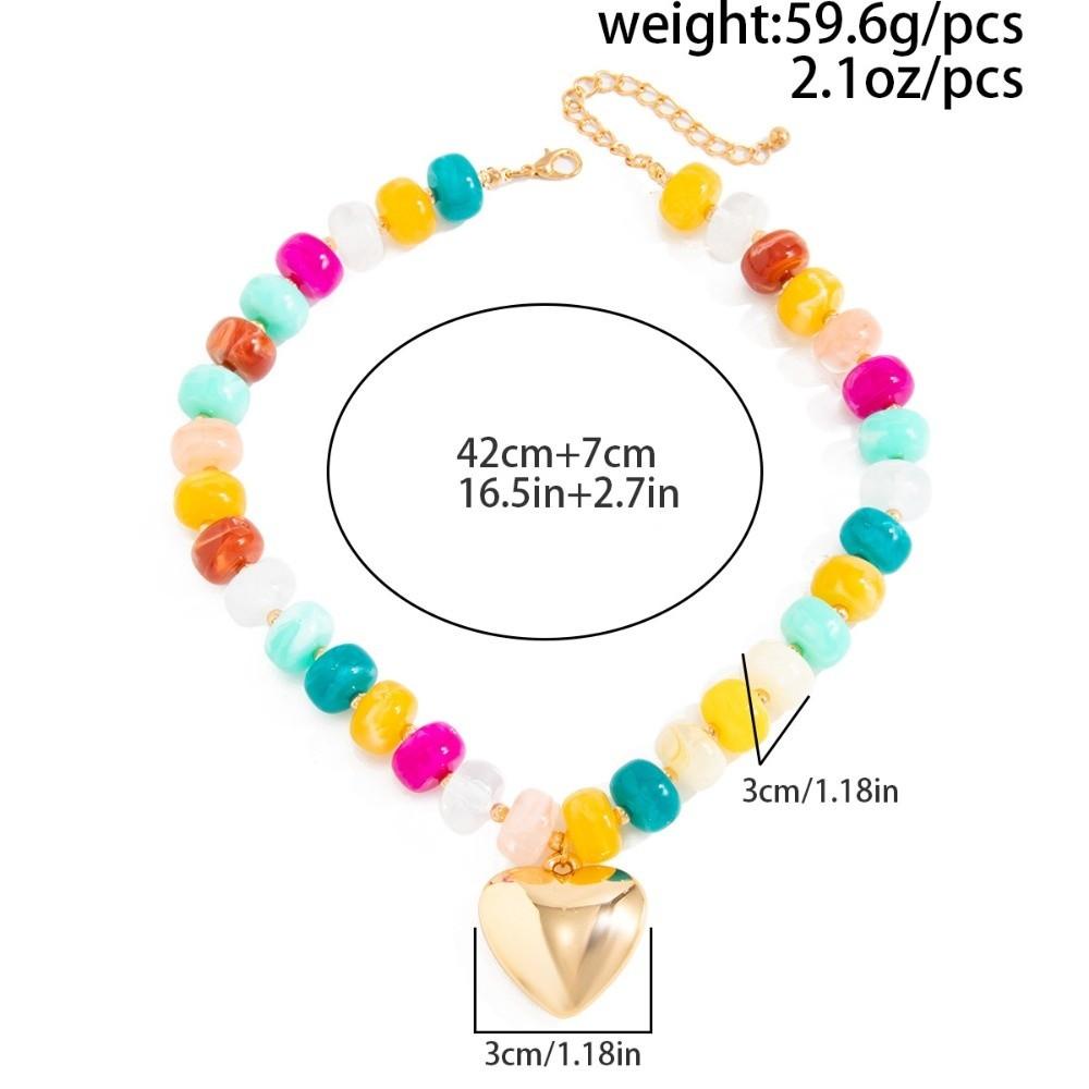 Bunte Perlen Choker Halsketten Dicke Perlen Farbige Anhänger Schmuck Damen