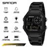 SANDA Men's Waterproof Multifunctional Steel Band Electronic Watch