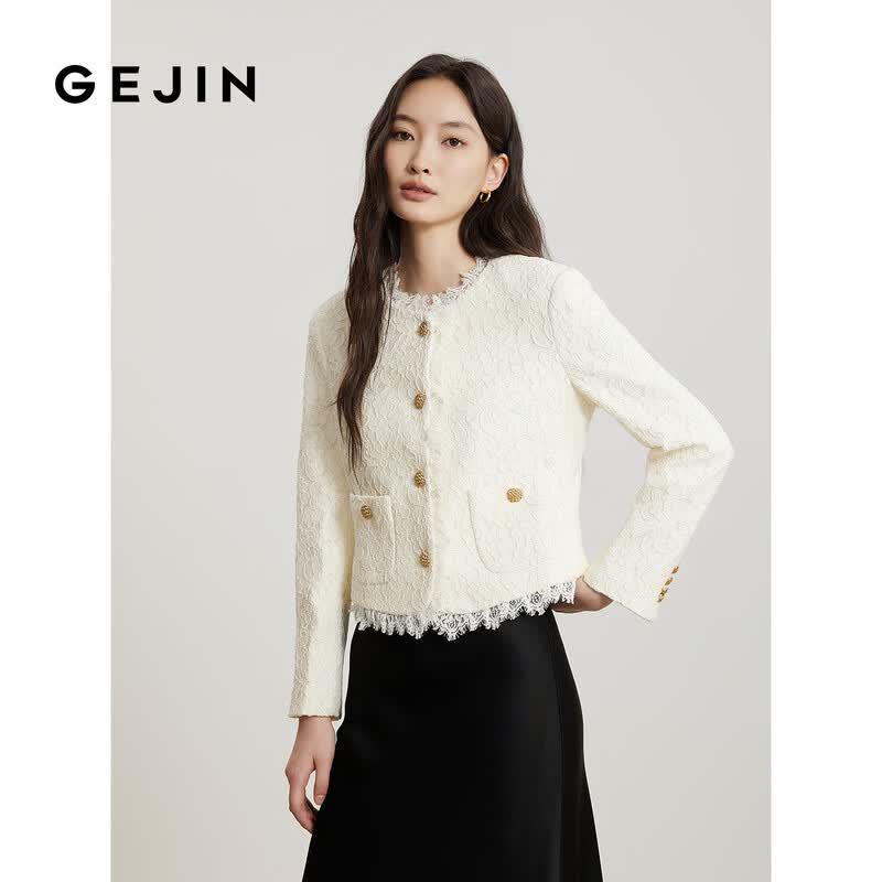 Gejin Fashion Lace Commuter Long-Sleeve Jacket 2XL