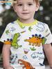 Boys Clothes Dinosaur Colorful Cartoon 3D Print Boys' T-Shirt Summer Short Sleeve Tops O-Neck Outdoor Casual Children's Clothing