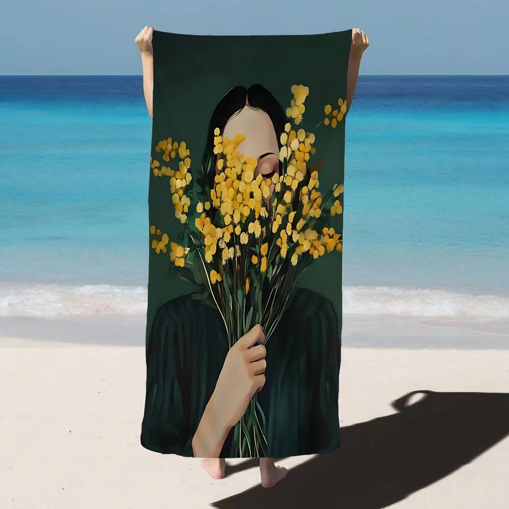 Emerald Abstract People Art Big Microfiber Beach Towels Quick Dry Towel Sand Beach Towels Pool Towel For Travel Swim Pool Yoga