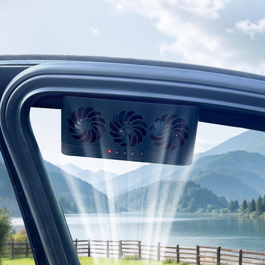 Solar Powered Car Exhaust Fan Eliminate Peculiar Smell Car Window Air Vent Fan USB Powered Auto Ventilation Fan for Vehicles