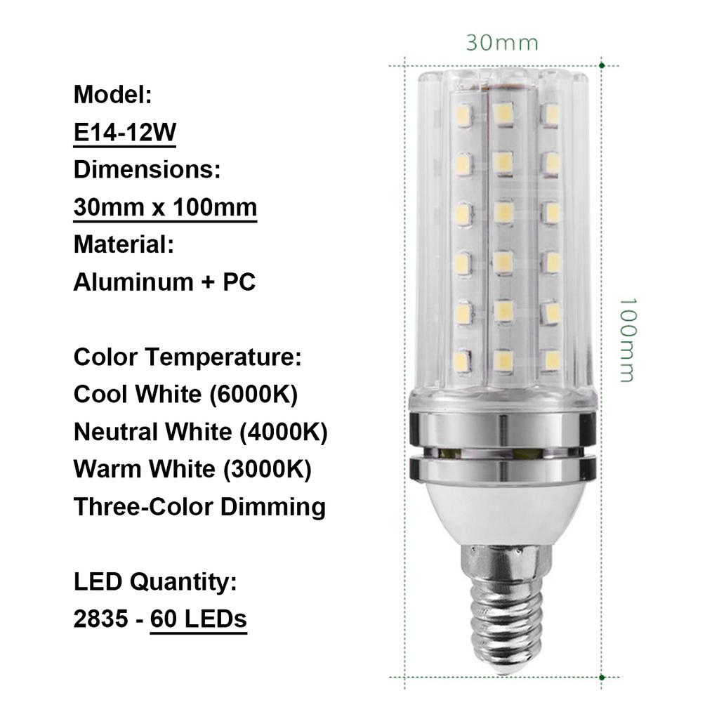 10X Led Corn Light Bulbs Smd 2835 Energy-saving Bulb 3-light-colors 6000k 4500k 3000k Pc/shell E14 Ses 85-265v 220v 20w 40w Lamp
