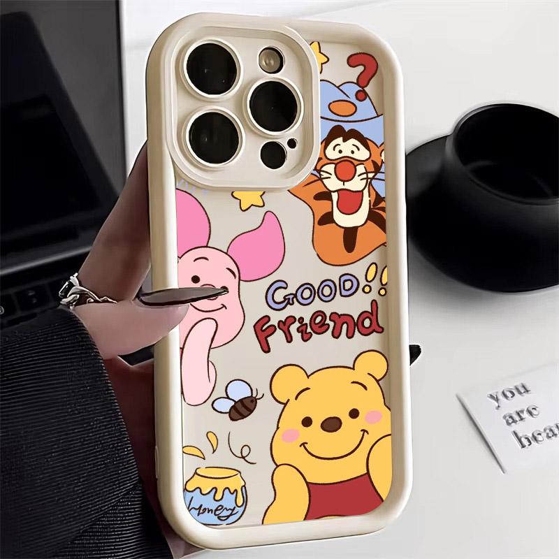 Winnie Pooh Friends Cute Phone Case For iPhone 17E 11 12 13 14 15 16 17 Pro Max Fundas 17 Air Plus 16e Mini Silicone Back Cover