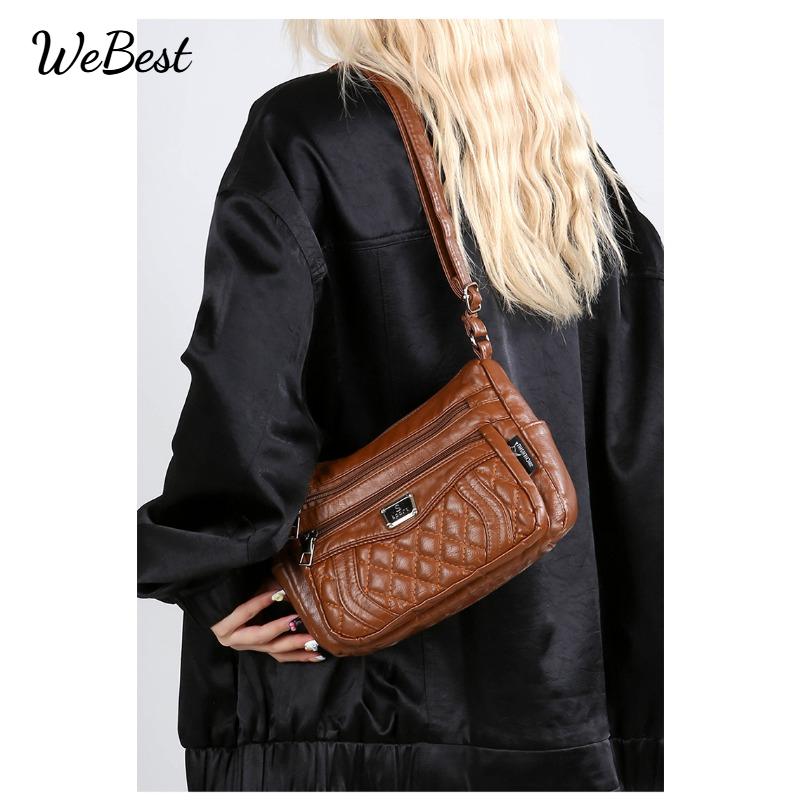 

Lingge Cross Shoulder Backpack for Women коричневий