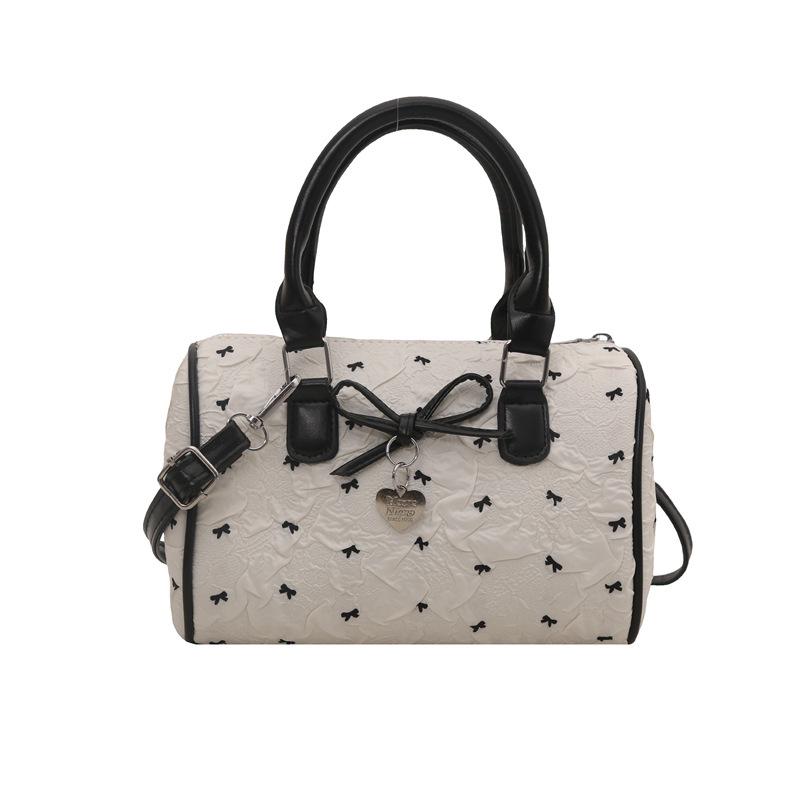 Korean Sweet Bow Boston Tote & Crossbody Bag - Fashionable Single Shoulder Handbag for Girls