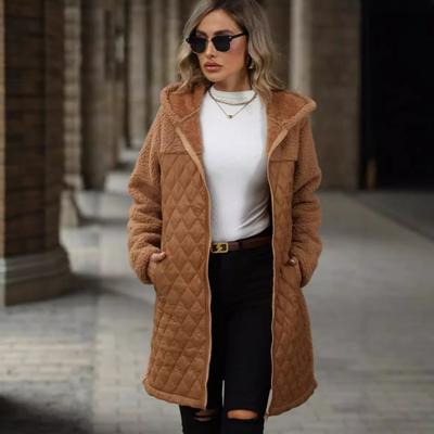 2025 Autumn Winter New Women's Fleece Coat Oversized Hooded Zipper Warm Outerwear for Europe America