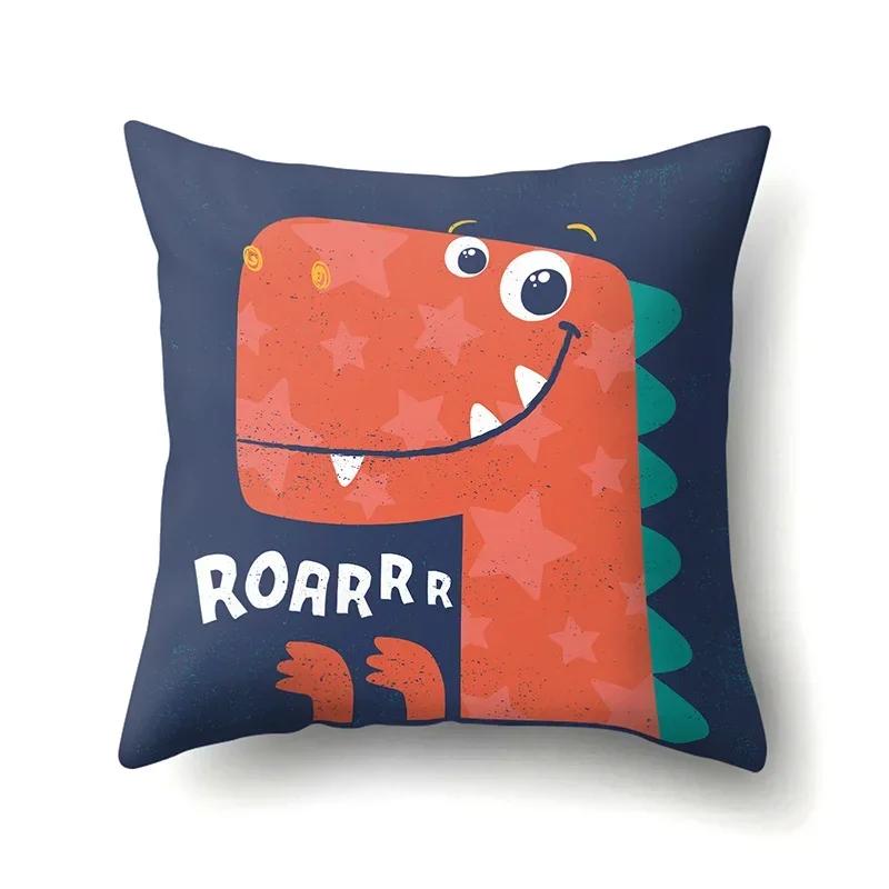 Cute Cartoon Dinosaur Pillowcase  Animal Polyester Cushion Cover Waist Throw Sofa Home Decoration Pillow Cases