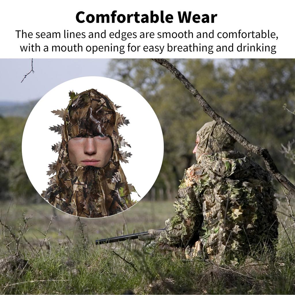 Ghillie Hunting Hat Camouflage Leaf Headgear Mosquito Net Hat Hunting Accessories for Men