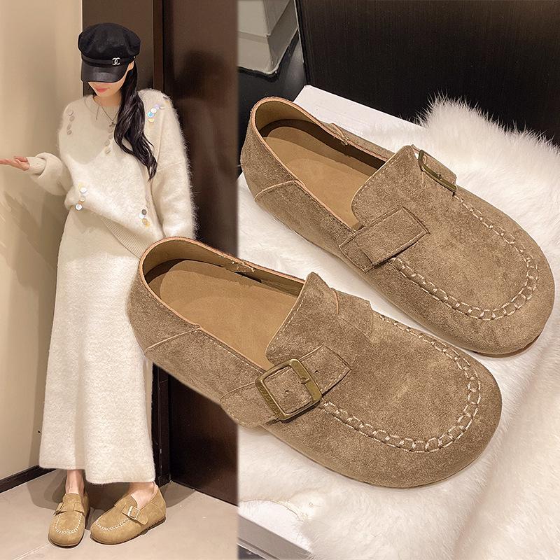 Retro Suede Round Toe Mary Janes with Hidden Heel & Soft Sole Loafers
