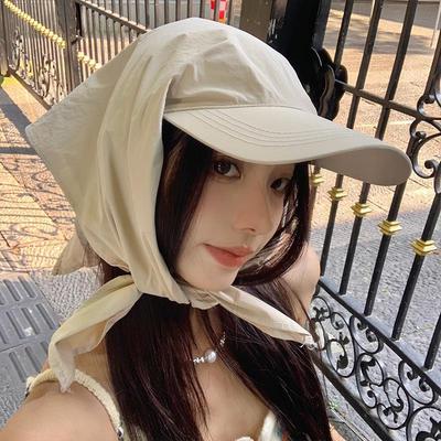 Solid Color Quick-drying Baseball Cap Women Sun Protection Headscarf Hat Female Summer Outdoor Vacation Sunshade Cap