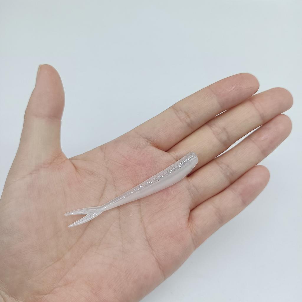 DUODUOYU 10PCS Mini Soft Jig Wobblers Fishing Lures 1.2g/70mm Double Color Silicone Artificial Bait Bass Fork tail Fishing Bait