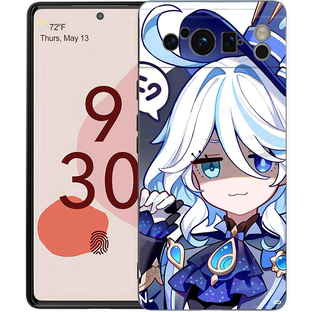 

Genshin Impact Lovely Furina Phone Case For Google Pixel 9 8 9A 8A 7 7A 6 Pro XL 6A 5G Black Soft Back Luxury TPU Cover For Pixel 6