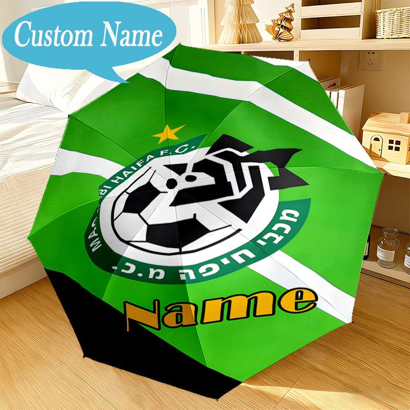 Custom Name Umbrella Maccabi Football Crest Umbrella 8-Frame for Travel, Camping, Casual Lightweight Portable, Essential for Family Gifts