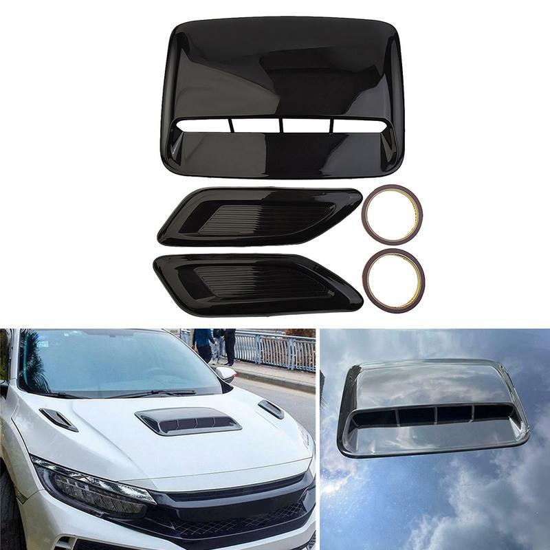 Vehicle Air Flow Intake Hood Scoop Vent Bonnet Decorative Covers with Tape for Center and Side Enhances Car Exterior