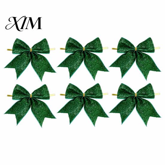 Large Fabric Bows for Home Decor Glitter Christmas Bow, Gold Sparkling Ribbon Hanging Ornament Decorative Wedding Scenery Tree Wreath Gift
