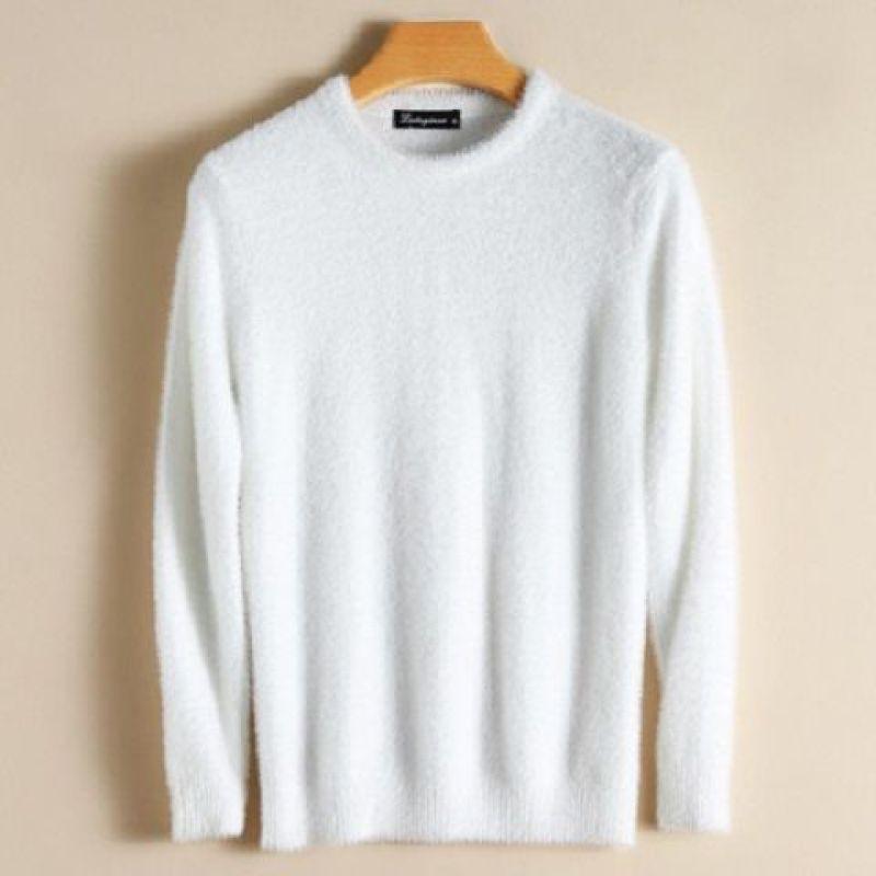 Autumn and Winter Korean Version Simple Solid Color Versatile Round Neck Long Sleeved Loose Casual Oversize Mink Sweater