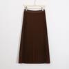 Winter 2024 Women's High-Waisted Wool Blend Pleated Midi Skirt – Slimming A-line Casual Style
