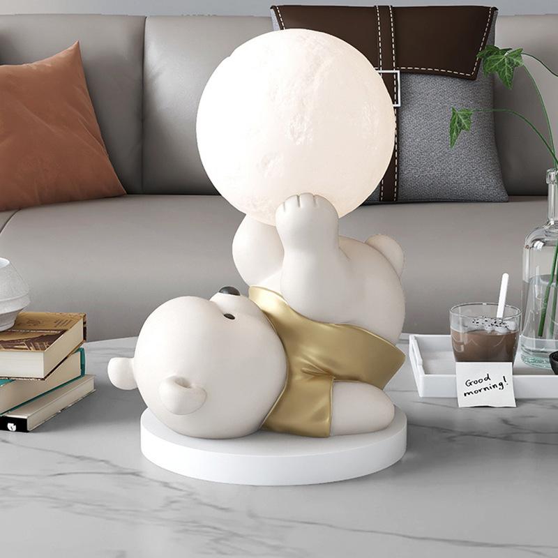 Heimdeko Niedlicher Bär Licht Statue Schreibtischdekoration Cartoon Tier Kleine Skulptur Nordisches Wohnzimmer Veranda Figur Raumdeko