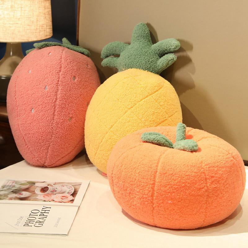 Adorable Plush Cartoon Fruit Pillow Filled With Soft Down Cotton Cute Strawberry Pineapple Persimmon For Cozy Sleep