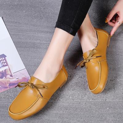 Mode Damen Echte Lederschuhe Frau Weiche Bootsschuhe für Damen Ballerinas Schuhe Große Größe Damen Slipper Rutschfeste Robuste Sohle Zapatillas
