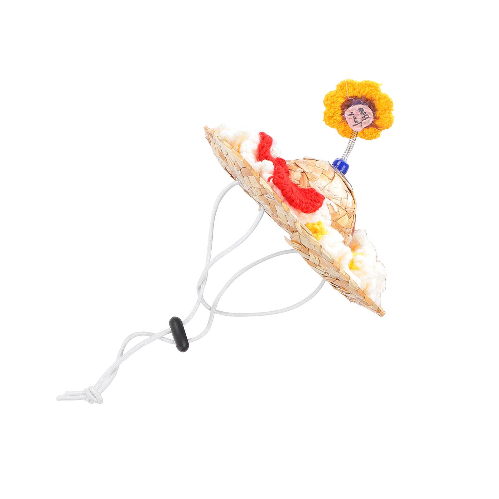 

Pet Woven Straw Hat Cute Handcrafted Adjustable Summer SunShading Cap for Dogs and Cats Type 4