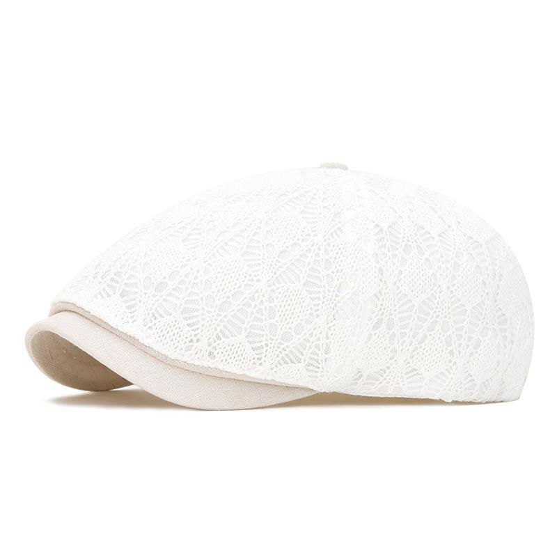 Women s Summer Knitted Hollow-Out Beret Breathable Newsboy Cap Thin Sunshade Cap Forward Cap
