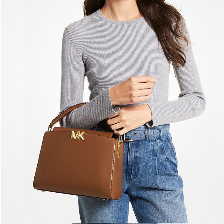 New MICHAEL KORS Karlie Artificial Leather Crossbody Bag, One Shoulder Handbag Medium Women's Brown 30F1GCDS2L-230