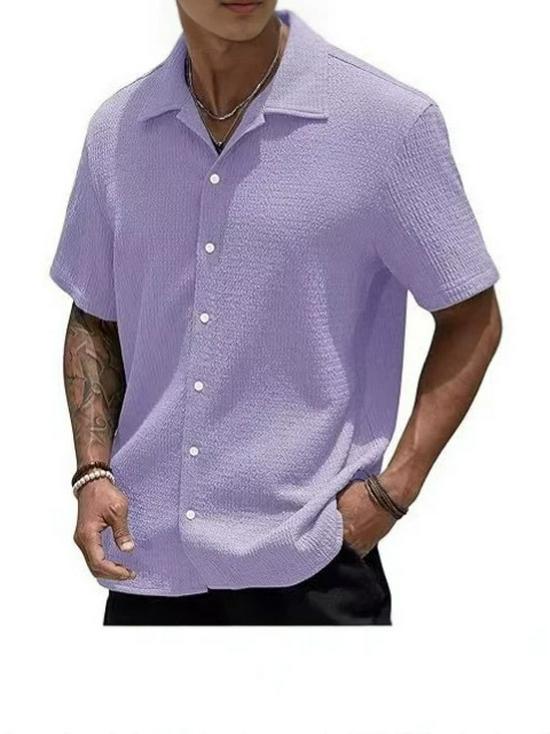 2026 European Summer Men's Fashion Short Sleeve Casual Button-up Shirt