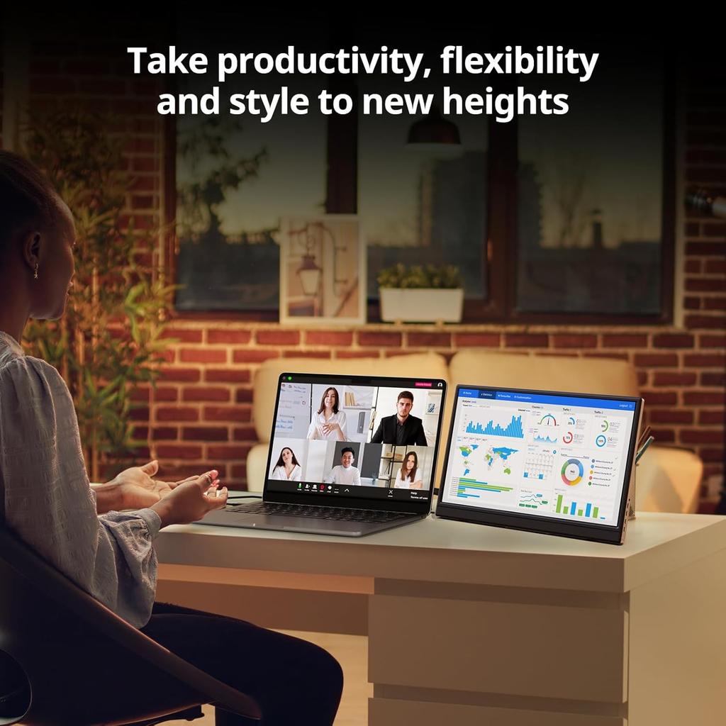 Portable Monitor 15.6 Inch 1080P USB-C HDMI Ultra-Slim Travel Monitor with Kickstand, for Laptop, PC, Mac Phone, PS, Xbox, Swich IPS Ultra-Thin Zero
