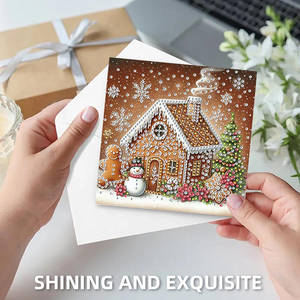 6PCS DIY Diamond Art Greeting Cards Congratulation Card & Gift (Gingerbread Man)