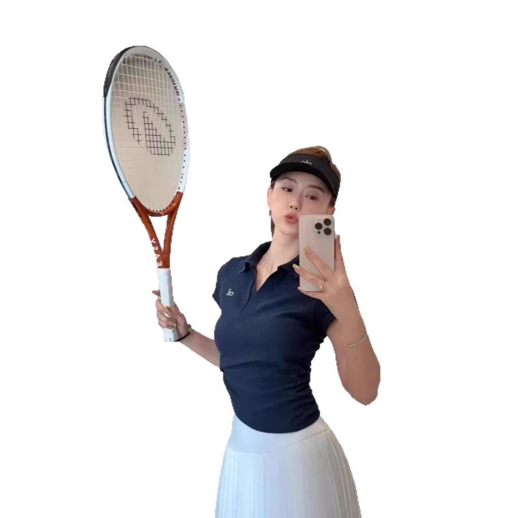 Alo2026 New Lapel Polo Short-sleeved T-shirt Women's Front Shoulder Slim-fitting and Thin Alphabet Top Feeling Summer