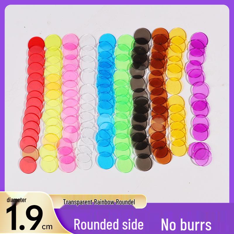 19mm Transparent Solid Color Round Chips - 10 Colors for Early Education & Montessori Math Counting Aids