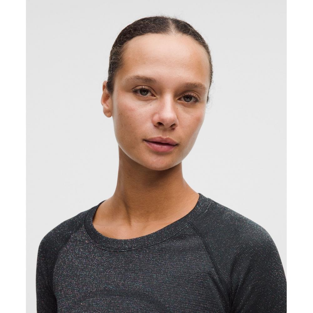 Lululemon Swiftly Tech Long Sleeve Shirt 2.0 Waist Length  Sparkle Black Rainbow Lurex