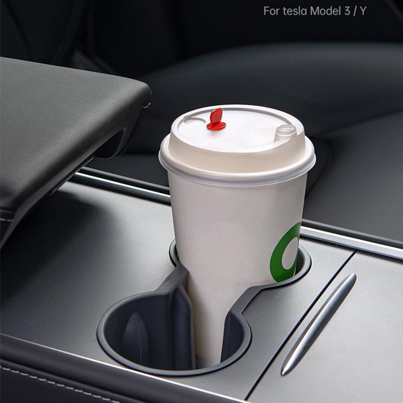 TPE Water Cup Holder Accessories Water Proof Console Cup Holder Insert Double Hole Holder for Tesla Model 3 Model