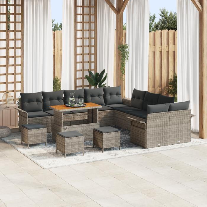 Canapé de jardin 2 places vidaXL avec rangement et coussins, Ensemble de salle à manger de jardin 4 pièces avec coussins 3364153
