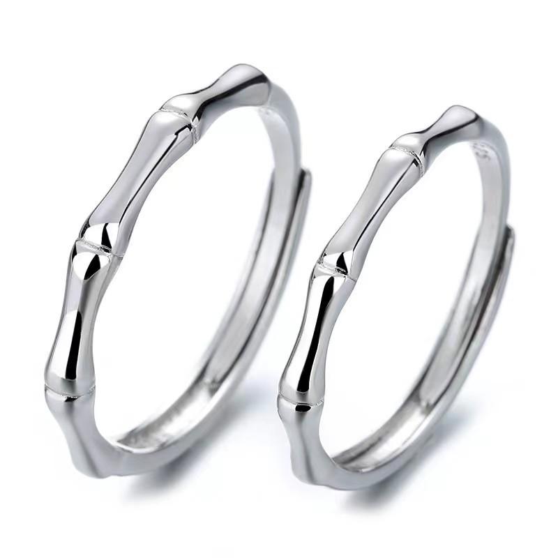 

Кольца для пар из стерлингового серебра S925, простой и легкий роскошный дизайн, пара зеленых сливовых бамбуковых колец в виде лошади opening adjustable