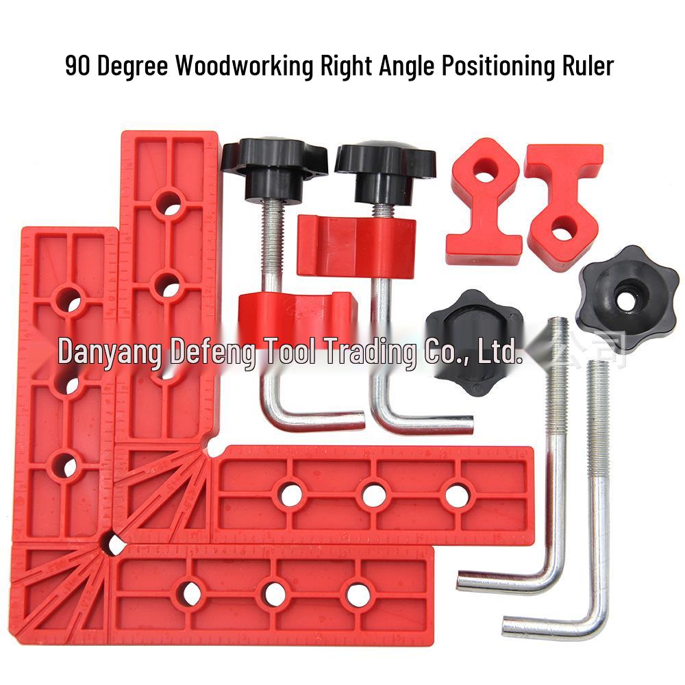Adjustable 140mm Right Angle Positioning Ruler and Clamp Set for Woodworking