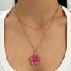 European Floral Gradient Pendant Necklace with Adjustable Snake Chain