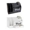 Mail Organizer Desk Organizer Countertop with 6 Slots Rustic Desktop Box Wooden Mail Holder for File Folder Pens Paper Clips