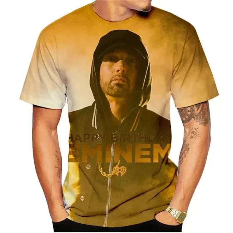 Rapper EMINEM 3D Printed Hip-hop T-shirt Men Women's Clothing Tees Harajuku Fashion Casual Short-sleeved Hip-hop Shirt Y2k Tops