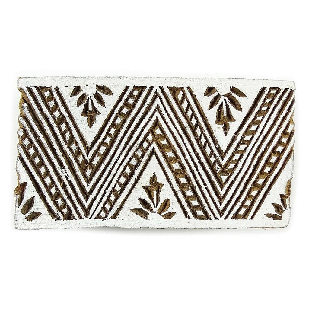 Wooden Printing Block Floral Hand Carved Scrapbook Printer Indian Stamp