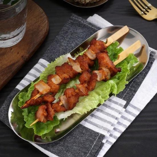 RVS Serveerschaal Scandinavische Ovalen Schaal voor Dessert BBQ Voedselveilig Gerecht voor Keuken Restaurant Huisdecoratie