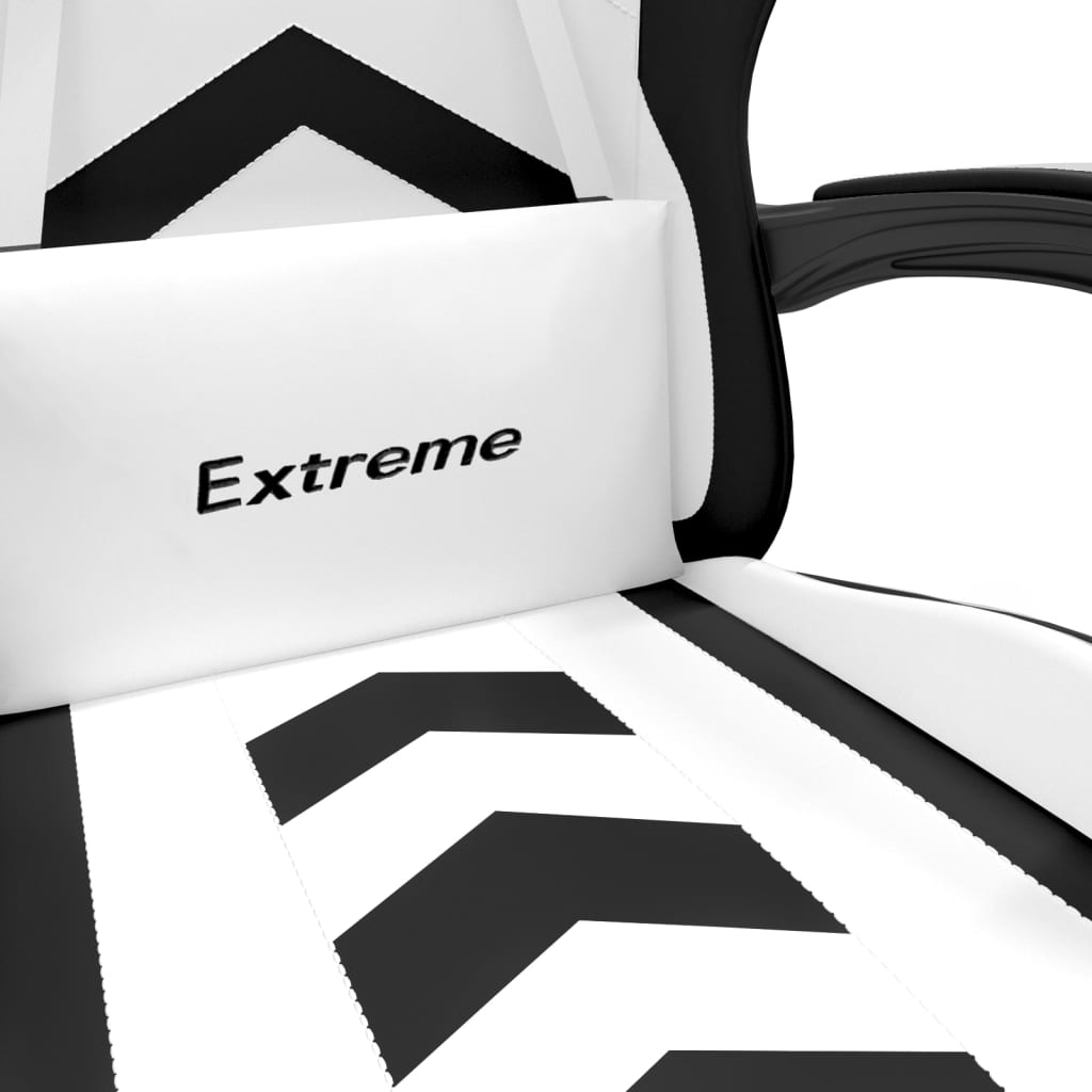 Gaming Chair with Footrest White and Black Faux Leather