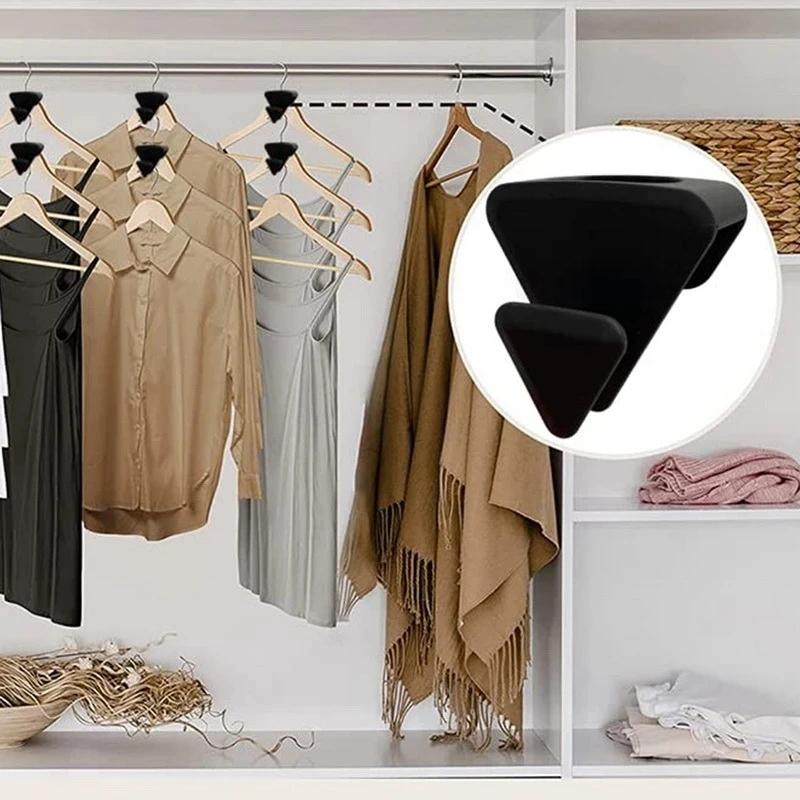 12/18/30pcs Ruby Space Triangle Multi-function Plastic Hanger Link Stackable Folding Hook Wardrobe Hanger Clothing Storage Rack