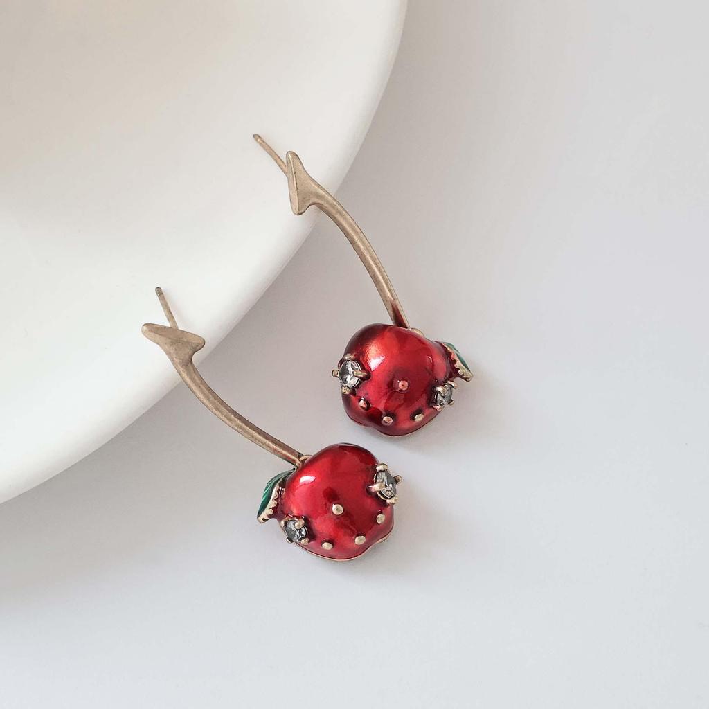 2025 Women's Trendy Strawberry, Cherry & Mushroom Stud Earrings - Versatile & Stylish High-End Jewelry